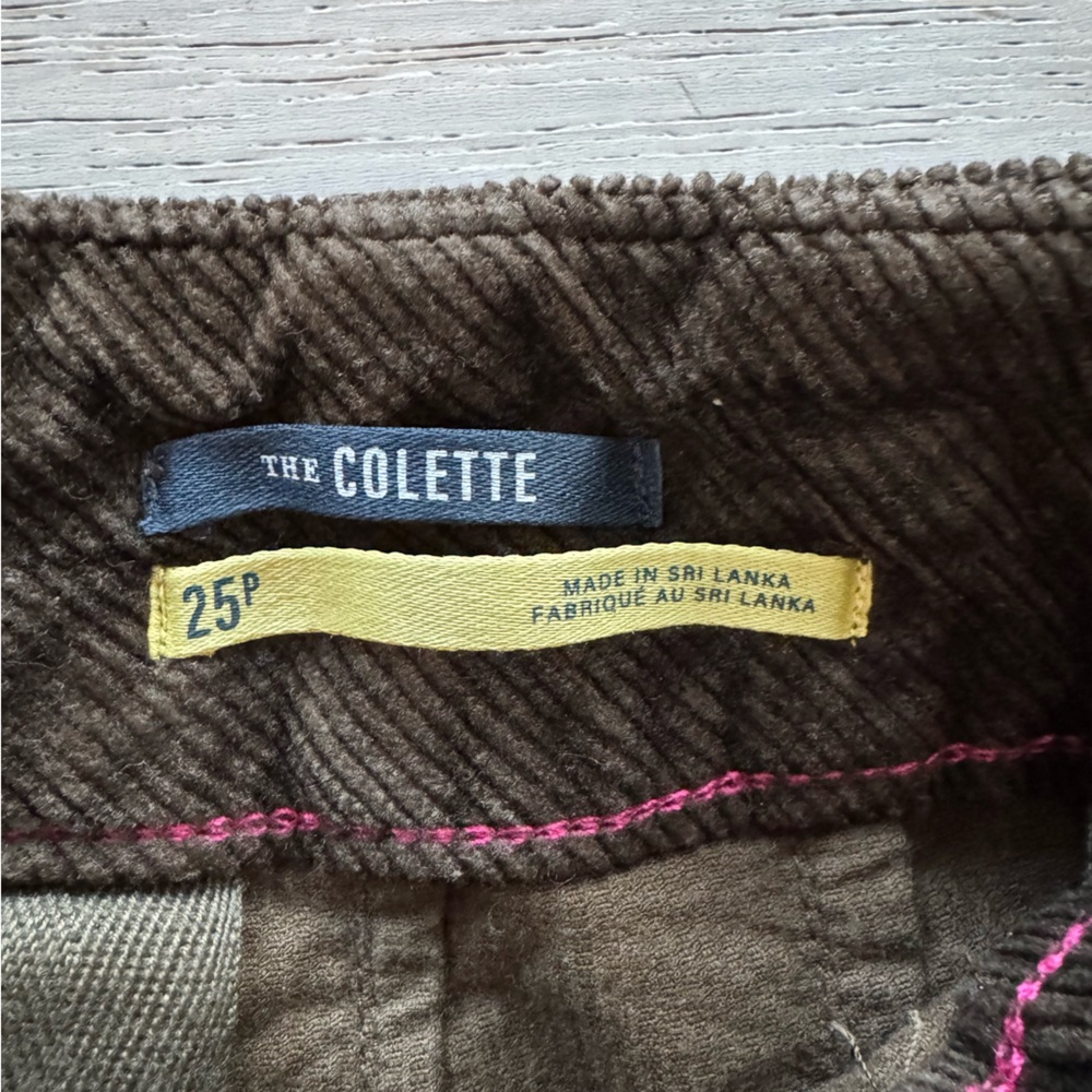 Maeve Anthropologie Colette Corduroy Wide Leg Crop Pants Olive Green 25P - Picture 8 of 9